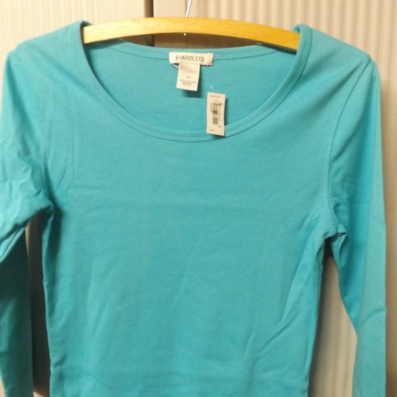 NWT, HAROLD'S XS, LONG SLEEVE, TURQUOISE, PULLOVER SHIRT, CASUAL - Picture 1 of 3